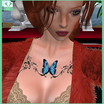 Second Life Marketplace - Butterfly & Vines Chest Tattoo - BOM 3 Colors